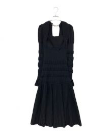 FETICO（フェティコ）の古着「STRIPE KNIT MIDI DRESS/ニットワンピース」｜ブラック