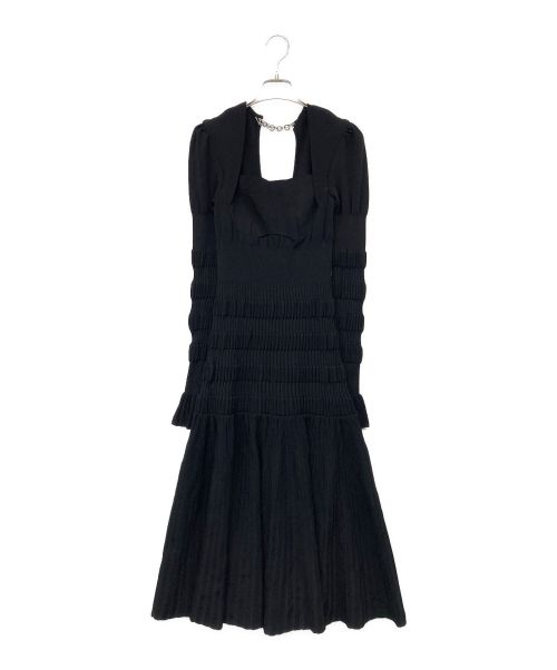 FETICO（フェティコ）FETICO (フェティコ) STRIPE KNIT MIDI DRESS/ニットワンピース ブラック サイズ:2の古着・服飾アイテム