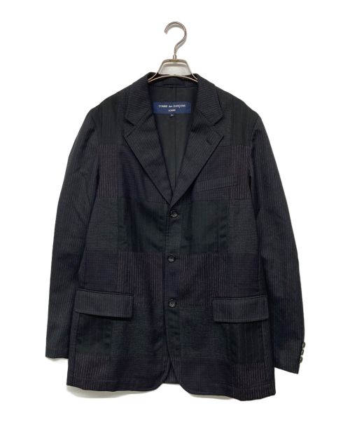 COMME des GARCONS HOMME（コムデギャルソン オム）COMME des GARCONS HOMME (コムデギャルソン オム) パッチワーク3Bジャケット ネイビー サイズ:Lの古着・服飾アイテム