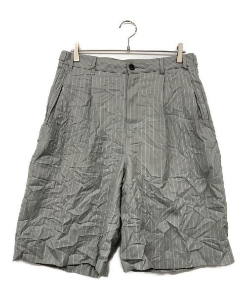 stussy（ステューシー）stussy (ステューシー) Volume Pleated Short Stripe/ハーフパンツ グレー サイズ:30の古着・服飾アイテム