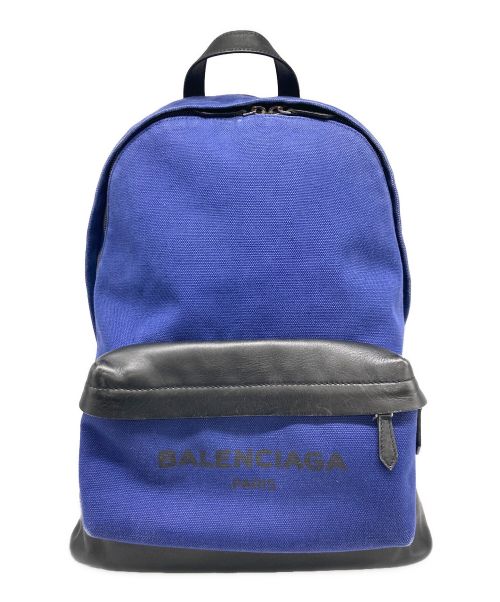 BALENCIAGA（バレンシアガ）BALENCIAGA (バレンシアガ) キャンバスリュック ブルー×ブラックの古着・服飾アイテム