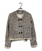 L'AUBE BLANCローブブラン）の古着「Mix tweed No collar jacket」｜ベージュ