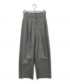 CINOHチノ）の古着「TW TWILL HIGH WAIST TWO TUCK PANTS」｜グレー