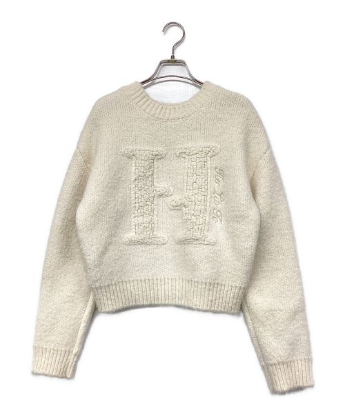 HER LIP TO（ハーリップトゥ）HER LIP TO (ハーリップトゥ) H Boa Logo Knit Pullover ベージュ サイズ:Fの古着・服飾アイテム