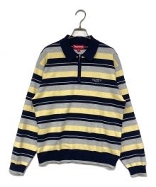 SUPREME（シュプリーム）の古着「Stripe Zip L/S Polo」｜イエロー×ネイビー