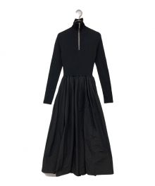 JOSEMOON（ジョゼムーン）の古着「ZIP UP DOCKING KNIT DRESS/ジップアップドッキングニットドレス」｜ブラック