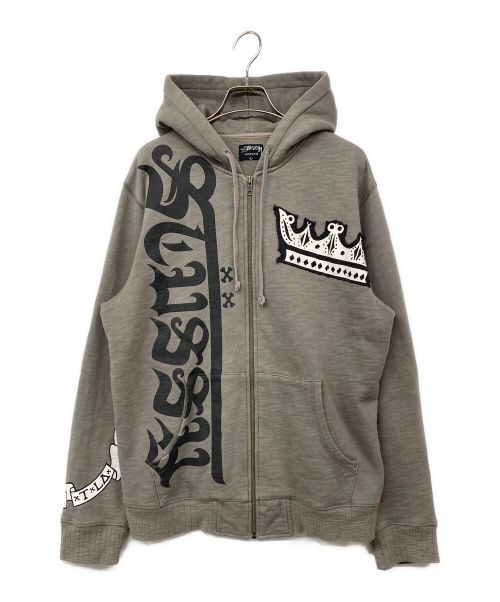 stussy（ステューシー）stussy (ステューシー) スカル ジップパーカー グレー サイズ:Lの古着・服飾アイテム