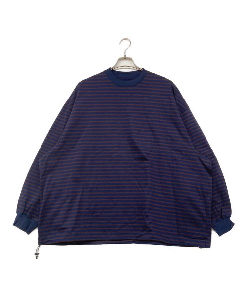 is-ness（イズネス）is-ness (イズネス) BALLOON STRIPES LONG SLEEVE T SHIRT ブラウン×ネイビー サイズ:L 未使用品の古着・服飾アイテム