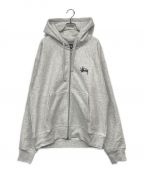 stussyステューシー）の古着「BASIC STUSSY ZIP HOODIE/ベーシックステューシージップフーディ」｜グレー