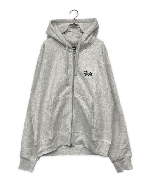 stussy（ステューシー）stussy (ステューシー) BASIC STUSSY ZIP HOODIE/ベーシックステューシージップフーディ グレー サイズ:Lの古着・服飾アイテム