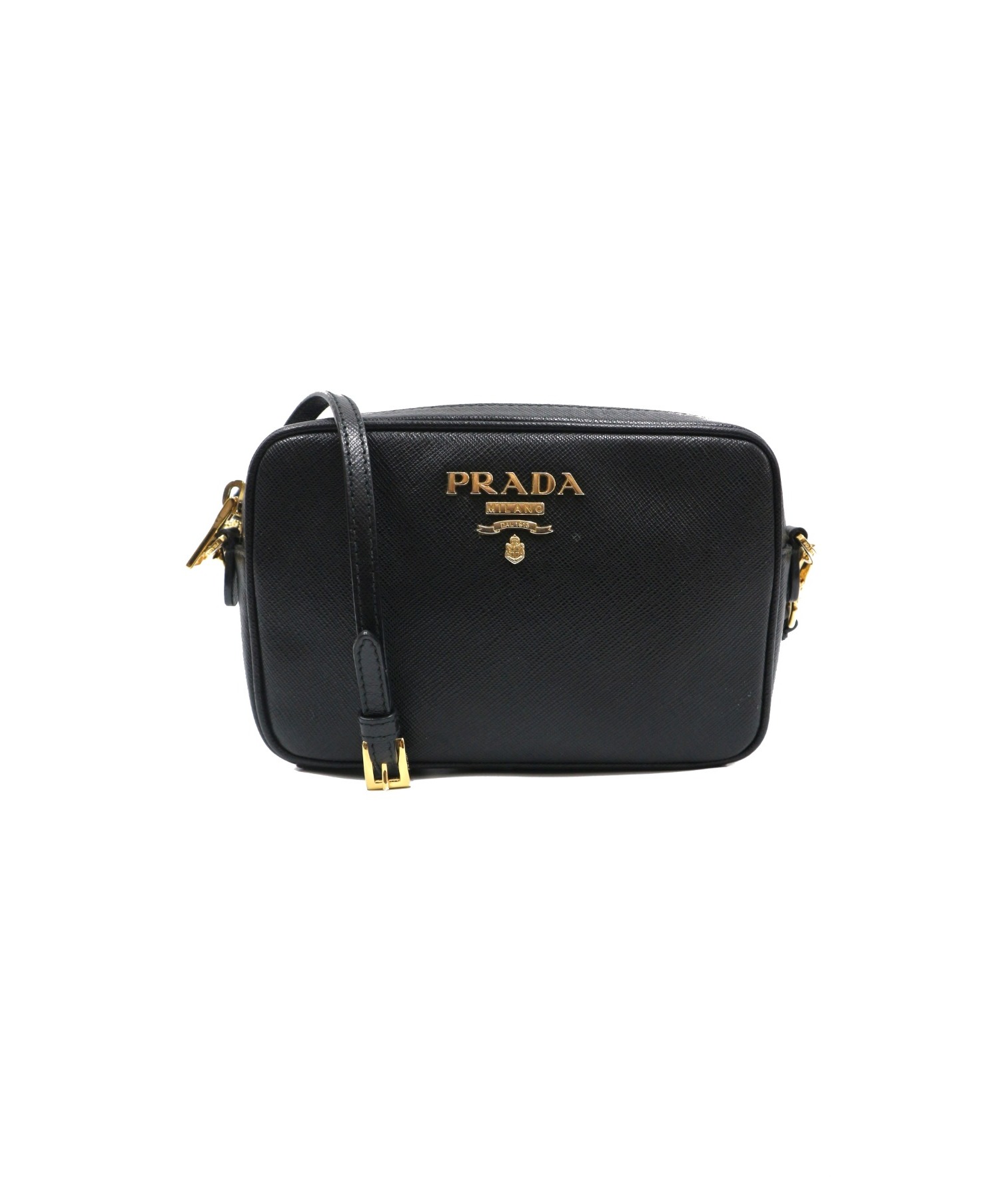 PRADA (プラダ) サフィアーノレザーショルダーバッグ ブラック