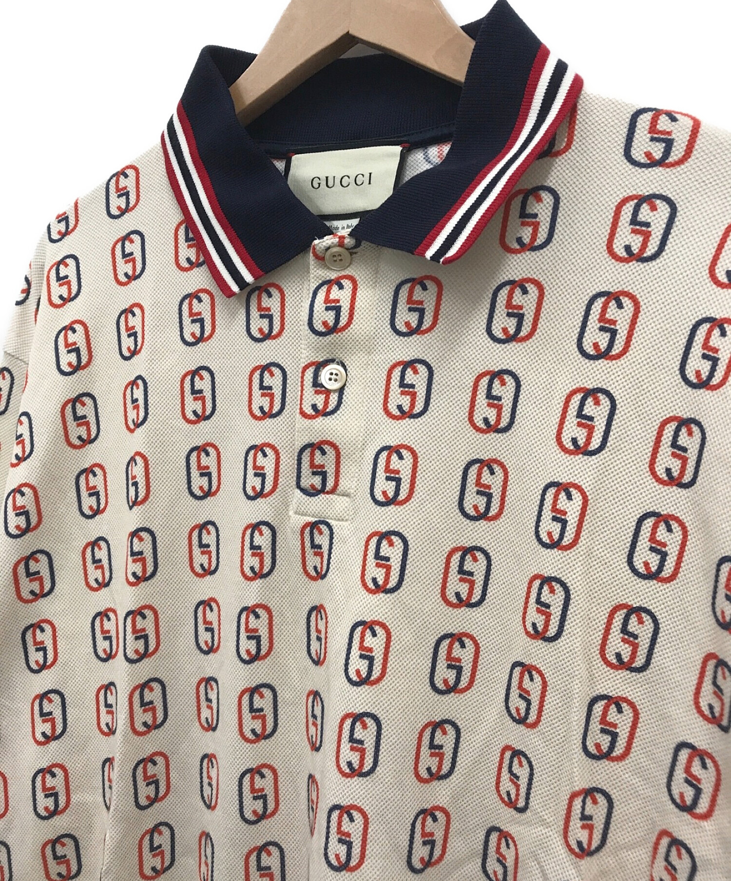 GUCCI (グッチ) GGロゴインターロッキングポロシャツ / 20SS 575221 GG Logo Polo shirt ベージュ サイズ:M