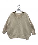 TWINS FOR PEACEツインズ フォー ピース）の古着「Back Vネック KNIT ニット」｜ホワイト