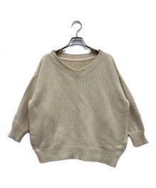 TWINS FOR PEACE（ツインズ フォー ピース）の古着「Back Vネック KNIT ニット」｜ホワイト