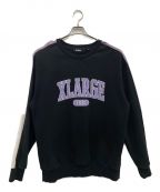 X-LARGEエクストララージ）の古着「PANELED CREWNECK SWEAT」｜ブラック