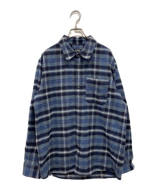 A.P.C.（アーペーセー）A.P.C. (アー・ペー・セー) ウールチェックシャツ ネイビー サイズ:Mの古着・服飾アイテム