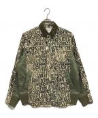 sacai×eric hazeサカイ×エリックヘイズ）の古着「Message Print Hybrid Shirt MA-1/シャツ/21-02656Ｍ」｜ホワイト×オリーブ