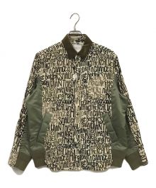 sacai×eric haze（サカイ×エリックヘイズ）の古着「Message Print Hybrid Shirt MA-1/シャツ/21-02656Ｍ」｜ホワイト×オリーブ