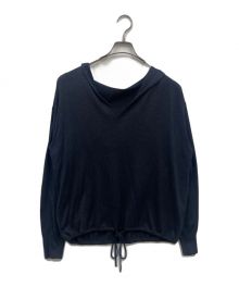 theory（セオリー）の古着「Luxe Silk Relaxed Hood/シルクパーカー/リラックスパーカー/パーカー/プルオーバーパーカー/ドローコード付き/01-2201705」｜ブラック