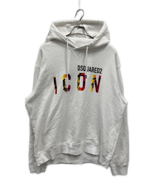 DSQUARED2（ディースクエアード）DSQUARED2 (ディースクエアード) ICON SUNSET HOODIE ホワイト サイズ:XXLの古着・服飾アイテム