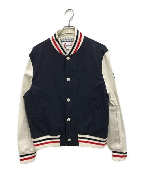 MONCLER GAMME BLEU（モンクレール ガム ブルー）MONCLER GAMME BLEU (モンクレール ガム ブルー) レザースタジャンダウン/Ｄ13914036080 ネイビー サイズ:3の古着・服飾アイテム