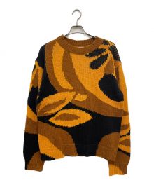 DRIES VAN NOTEN（ドリスヴァンノッテン）の古着「OVER KNIT/1157-343-1190/総柄ニット/20AW」｜オレンジ