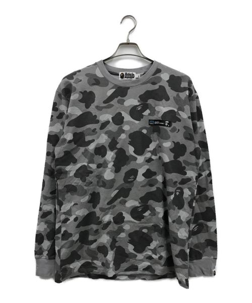 A BATHING APE（アベイシングエイプ）A BATHING APE (ア ベイシング エイプ) HONEYCOMB CAMO柄 ロゴカットソー グレー サイズ:XLの古着・服飾アイテム