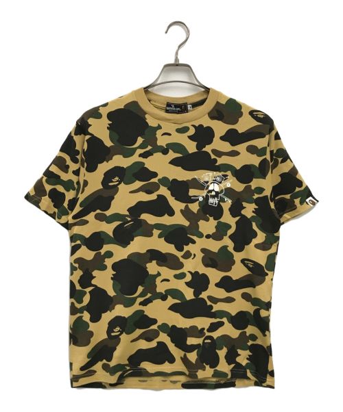 stussy（ステューシー）stussy (ステューシー) A BATHING APE (アベイシングエイプ) スカル柄Tシャツ カーキ サイズ:Mの古着・服飾アイテム