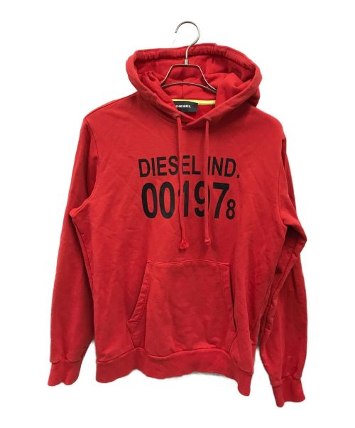 DIESEL（ディーゼル）DIESEL (ディーゼル) プルオーバーパーカー レッド サイズ:Mの古着・服飾アイテム