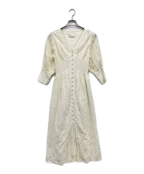 Ameri（アメリ）Ameri (アメリ) MEDI CRUMPLE COTTON LACE DRESS/レースワンピース ベージュ サイズ:下記参照の古着・服飾アイテム