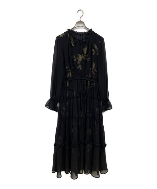 Ameri（アメリ）AMERI (アメリ) BELINDA SHIRRING LONG DRESS/レースワンピース ブラック サイズ:Ｍの古着・服飾アイテム