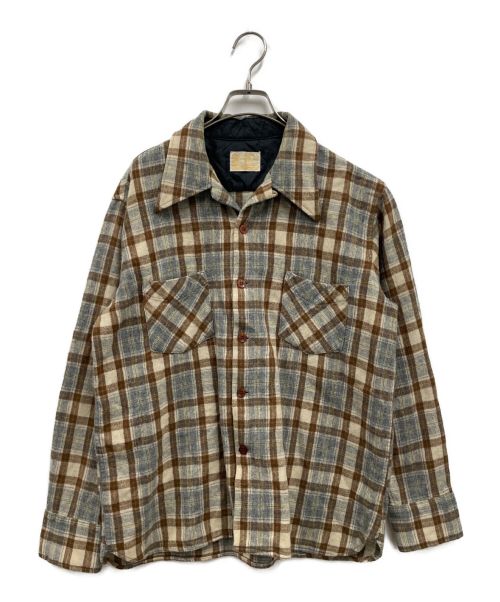 Sears（シアーズ）Sears (シアーズ) オープンカラーチェックシャツ/ KINGS ROAD /推定70年代 ブラウン サイズ:Lの古着・服飾アイテム