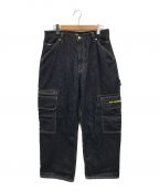 X-LARGEエクストララージ）の古着「EMBROIDERED DENIM CARGO PANTS/101224031013」｜インディゴ