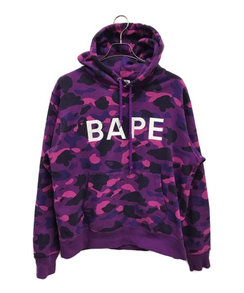 A BATHING APE（アベイシングエイプ）A BATHING APE (アベイシングエイプ) カラーカモベイプロゴプリントスウェットプルオーバーフーディ/001PPI701004M パープル サイズ:Lの古着・服飾アイテム