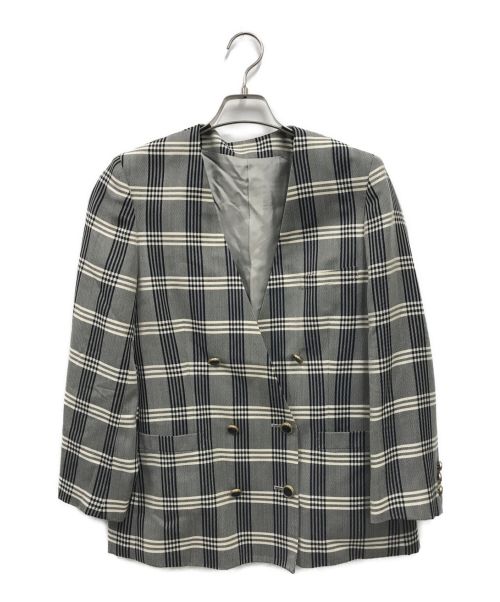 Burberry's（バーバリーズ）Burberry's (バーバリーズ) チェックノバァチェックジャケット グレー×ネイビー サイズ:7の古着・服飾アイテム