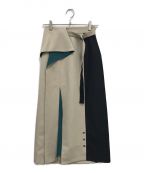 UNITED TOKYOユナイテッドトーキョー）の古着「ワープコンビタチスカート/フレアスカート/142144011」｜ベージュ