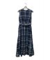 BLUEBIRD BOULEVARD（ブルーバードブルバード）の古着「Madras check Frenchsleeve dress/リネンノースリーブワンピース」｜ネイビー