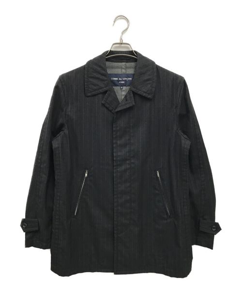 COMME des GARCONS HOMME（コムデギャルソン オム）COMME des GARCONS HOMME (コムデギャルソン オム) ストライプステンカラーコート/HR-C007 グレー サイズ:Sの古着・服飾アイテム