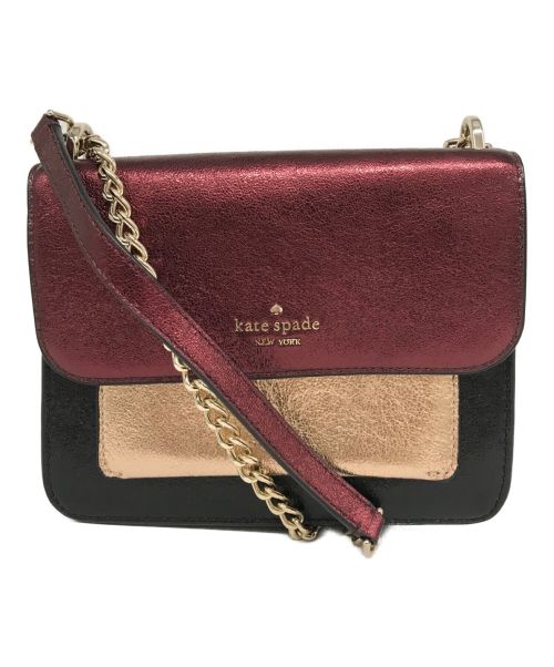 Kate Spade（ケイトスペード）Kate Spade (ケイトスペード) レミカラーブロックチェーンショルダーバッグ レッドの古着・服飾アイテム