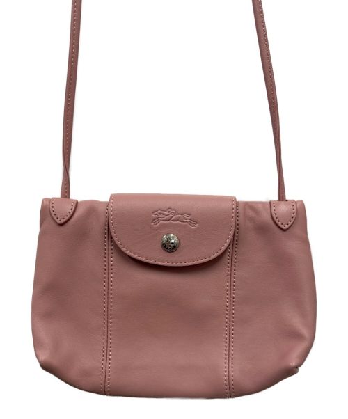 LONGCHAMP（ロンシャン）LONGCHAMP (ロンシャン) LE PLIAGE CUIR CROSSBODY BAG/レザーミニショルダーバッグ ピンクの古着・服飾アイテム