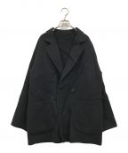 UNFOLLOWアンフォロー）の古着「super130s wool-cashmere rever middle coat/ウールコート/23020684001030」｜ブラック