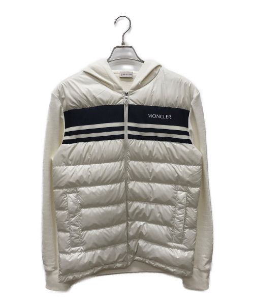 MONCLER（モンクレール）MONCLER (モンクレール) PADDED COTTON ZIP-UP HOODIE ホワイト×ネイビー サイズ:Lの古着・服飾アイテム