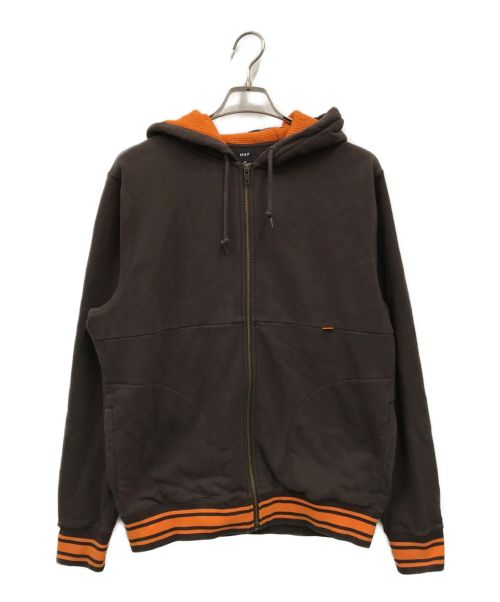 HUF（ハフ）HUF (ハフ) TRANSIT ZIP-UP HOODIE ブラウン サイズ:Mの古着・服飾アイテム