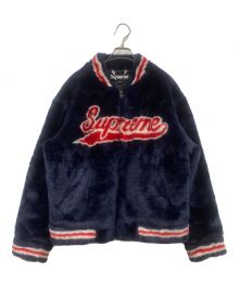 SUPREME（シュプリーム）の古着「Faux Fur Varsity Jacket/ボアジャケット/20SS」｜ネイビー