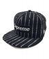 SUPREME（シュプリーム）の古着「Stripe BOX logo cap」｜ネイビー