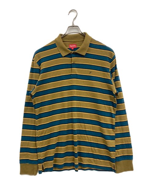 SUPREME（シュプリーム）Supreme (シュプリーム) striped L/S POLO/ストライプL/Sポロ ブラウン サイズ:Mの古着・服飾アイテム