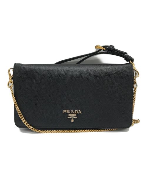 PRADA（プラダ）PRADA (プラダ) チェーンウォレット サフィアーノ/ショルダーポーチ/1ZH029 ブラックの古着・服飾アイテム