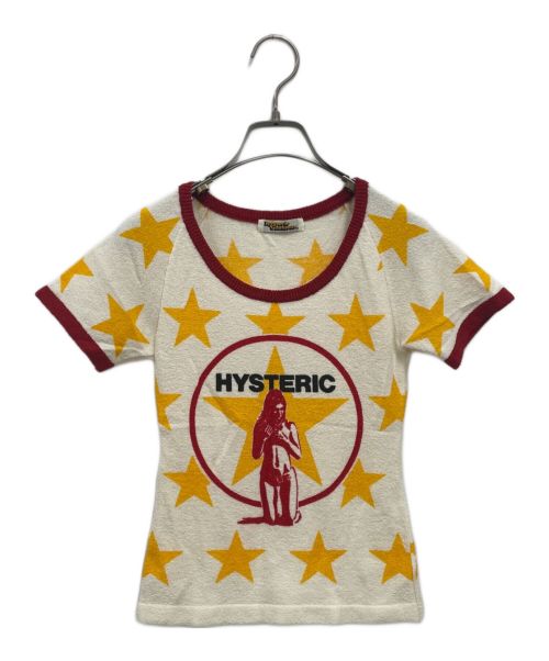 Hysteric Glamour（ヒステリックグラマー）Hysteric Glamour (ヒステリックグラマー) パイルリンガーT アイボリー×レッド サイズ:FREEの古着・服飾アイテム