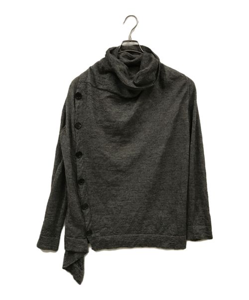 ANN DEMEULEMEESTER（アンドゥムルメステール）ANN DEMEULEMEESTER (アンドゥムルメステール) アルパカブレンドボタンニット グレー サイズ:Mの古着・服飾アイテム