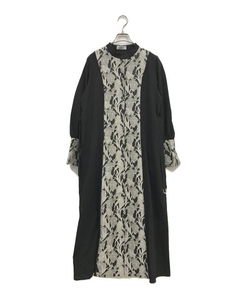 sahara（サハラ）sahara (サハラ) Center Jacquard Shirt Dress/ワンピース/花柄ワンピース/ ホワイト×ブラック サイズ:記載なしの古着・服飾アイテム